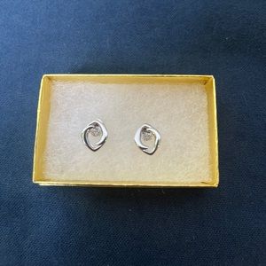 Sterling Silver earrings with hanging cubic zirconia jewel - brand new
